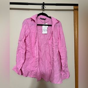 Zara Barbie pink button down